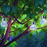 Sogrand Hanging Solar Lights Outdoor Decorations Home Decor Globe Light Ornaments Deal of The Day Prime Today Decorative Garden Lamp Pure White LED Crackle Glass Globes for Yard Patio Tree Party