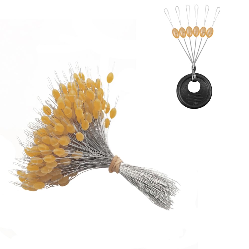 Fishing Bobber Stoppers - 600pcs Rubber Olive Shape Stop Beads, Float Sinker Stops Accessories for 0.8#-5.0# Lines (S)