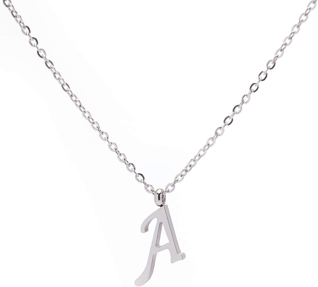 Bivei Initial Letter Necklace Alphabet Name Stainless Steel Jewelry Men/Women Personalized Groomsman Bridesmaid Gift Wedding 18‘’