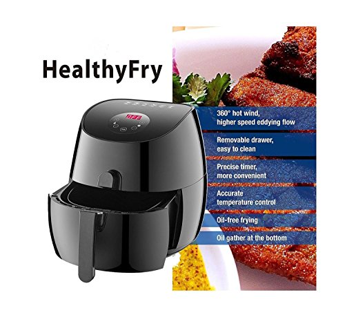 1350W Air fryer, Healthy Smokeless Low-Fat Non-stick Multi-Cooker Oilless Cooker, 3.4QT Capacity W/Timer and Temperature Control and Detachable Basket Handles (Black) - Thumbnail 4