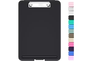 Hongri Plastic Clipboard with Storage, Open Nursing Clipboard Foldable Storage for Nurses, Lawyers, Students, Classroom, Office, Women, Man, Size 13.4" x 9.4" X 0.9", Black
