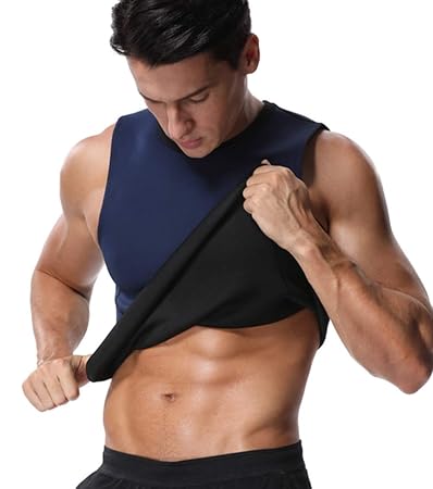 MISS MOLY Sauna Weste Shirt Herren Hot Shapers Vest Neopren Tank Top zum Abnehmen Bodyshape Schwitzanzug Unterhemd Trainer Sh