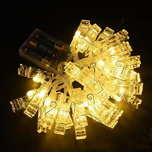 40 Led Photo Clips String Lights 17 Ft Warm White for Hanging Photos Paintings Pictures Card Memos Wedding Party