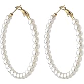 Pearl Hoop Earrings for Women Fashion Dangle Hypoallergenic Layer Earrings Drop Dangle Earrings Gifts for Women