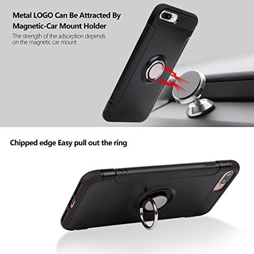 Wingao 2 in 1 iPhone 7 case,Ring case iphone7,Ring Holder Kickstand,Shockproof,magnetic back,Bumper Case Shock-Absorption and Anti-Scratch Clear Back