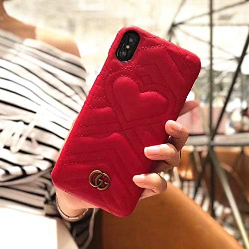 KOOLIFE Phone case for iPhone Xs Max Case, Elegant Street Fashion Luxury Designer PU Leather Heart Slim Fit Shockproof Cover Case for iPhone Xs Max -Love Red