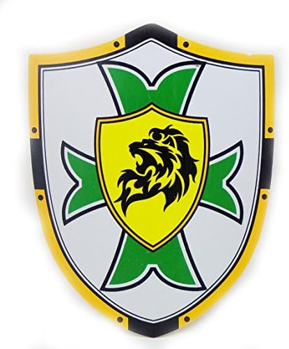 Warm Hearth Gifts Green and Yellow Lion Emblem Children's/reenactment Wooden Shield