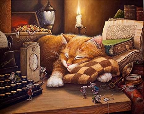 Amazon Co Jp A3サイズ 眠り猫 夢の中 フルダイヤモンドアート 全面貼り付けタイプ四角型 スクエア ビーズ モザイクアート 手芸キット ホーム キッチン