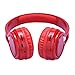 Contixo KB-2600 Over Ear Headphones - Wireless Bluetooth Headphones Kids Safe - 85dB with Volume Limited with Long Lasting Battery - Built-in Mic - Micro SD Card Slot - FM Stereo Radio (RED)