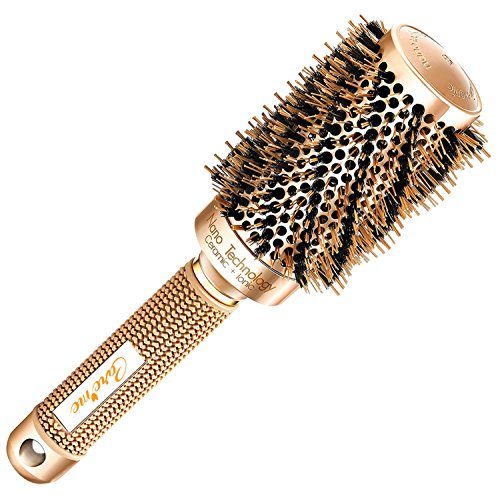 Blowout Round Hair Brush (1.7″ Barrel, 2.8″ diameter with Boar Bristles) for Blow Drying, Straightening, Styling Past Shoulder Length Hair, Wavy or Loose Curls