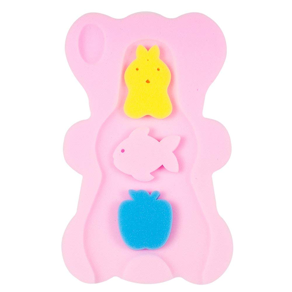 BEWAVE Comfy Baby Bath Sponge Cushion, Skid Proof Bath Mat, Pink