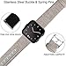 Maledan Compatible with Fitbit Versa Bands, Replacement Classic Genuine Leather & Canvas with Stainless Steel Clasp Accessories Wristbands Compatible with Versa, Women Men, Small, Grey