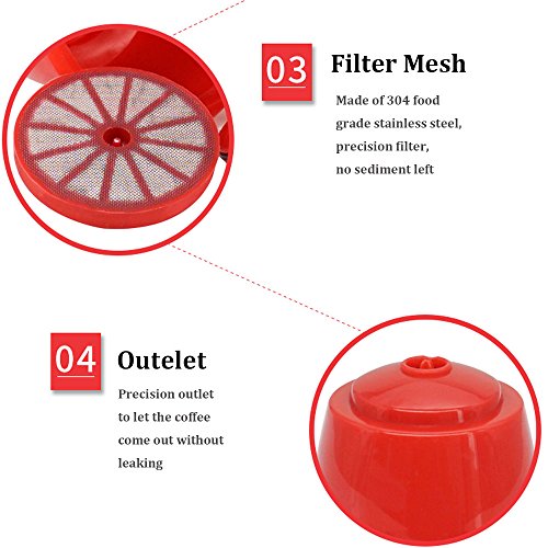 BRBHOM Colorful Dolce Gusto Refillable Capsules Pods Rusable Coffee Filters Set of 6