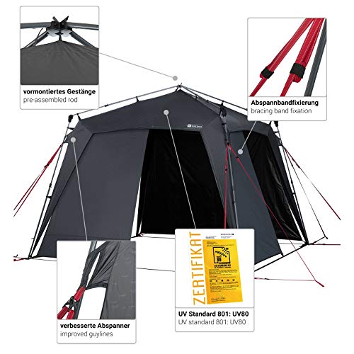 Qeedo Quick Space Camping Pavillon (3x3m) mit UV-Schutz (UV80) & Dark-Coating - windstabil, schneller Aufbau, 8 Personen… – Bild 4