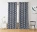 HLC.ME Lattice Print Decorative Blue Blackout Curtains 96 Inch Long - Thermal Insulated Privacy Room Darkening Window Grommet Drapes Modern Curtains for Master Bedroom - Navy Blue - 52 W x 96 L