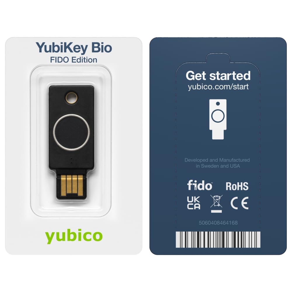Yubico YubiKey Bio (FIDO Edition) - Basic Compatibility - Multi-Factor authentication (MFA) Security Key and passkey, Connect via USB-A, Biometric, FIDO Certified - Protect Your Online Accounts