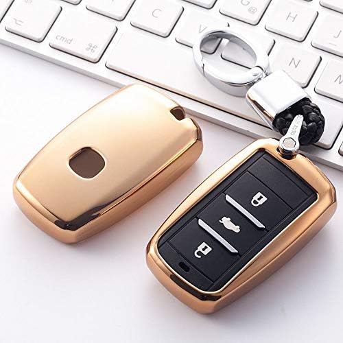 Trissem 3 Buttons Key Fob Cover for ChangAn Applicable to CS35 Key case CS55 Lingxuan CS75 Rui Yi Yue Xiang V7 Yi Moving car Key Shell Buckle (Color : Gold, Design : 2)
