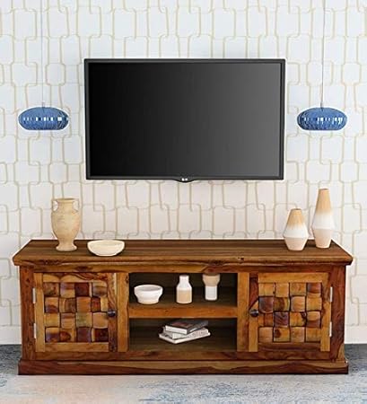 Unique Furniture Solid Wood Tv Entertainment Unit With 2 Door And