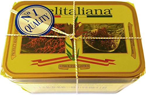 Delitaliana Spanish Saffron Tin 10-Gram, All Red Coupe Quality Threads Category I, Pure Saffron Filaments