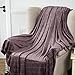 Luxury Fleece Throw Blanket Grayish Purple Checkered Pattern Embossed Flannel Bed Throws Twin Size , Fluffy and Soft, Warm Blanket Throw for Couch/Chair 60
