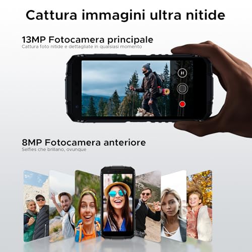 Luzglo Fire 3 Rugged Smartphone Android 16, 8350mAh Unbreakable Phone, UNISOC SC9863A, 5.5" IPS HD+ Display, 13MP+8MP Rugged Phone, 12GB+64GB/2TB, Widevine L1/Face ID/NFC- Grey