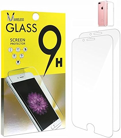 VMwireless 2PACK 0.3MM Thickness Tempered Glass Screen Protector PRO Film Ultra High Definition Super Strong 9H Hardness Bubble Free For Iphone 7PLUS 5.5-inch [ FREE CLEAR TPU CASE ]