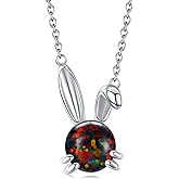 JUSTKIDSTOY Bunny Necklace 925 Sterling Silver Cute Rabbit Pendant Necklace Jewelry Gifts for Women Girls Rabbit Lover
