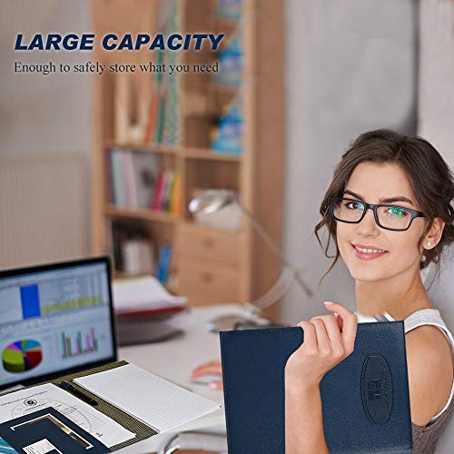 Leather Portfolio Folder Padfolio for Business School Office Conference Presentation Interview, Leather Resume Padfolio Folder for Men Women A4 Or Letter Size Writing Pad Notepad Organizer