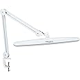 Bemelux Task Lamp with Clamp, 23 Inch Lamp Head, 117PCS LEDs, Metal Swing Arm, 24W 2200 Lumen Dimmable Led Desk Lamp for Home Office Study Reading Dorm Workbench Craft, White