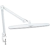 bemelux Task Lamp with Clamp, Bright 117PCS LEDs, Metal Swing Arm 24W 2200 Lumen Dimmable Led Desk Lamp for Architect Home Office Study Reading Dorm Workbench Craft, 23 Inch Working Lamp(White)