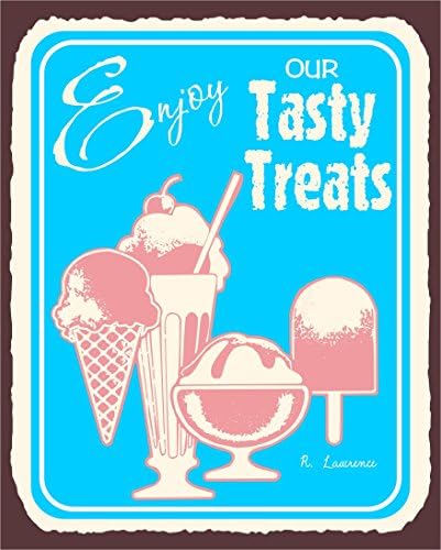 Tasty Treats Ice Cream Vintage Metal Art Ice Cream Shop Retro Tin Sign