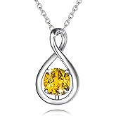 FANCIME Birthstone Necklaces for Women Fine Jewelry Sterling Silver Dainty Infinity Pendant Anniversary Birthday Valentines Day Gifts for Her Wife Mom Lady Daughter, Chain 16"+2" Extend