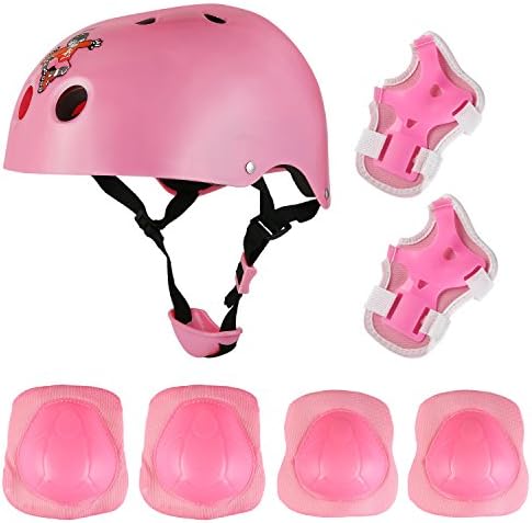AODI Child’s Protective Pads Sports Support Safety Set Equipment with Knee Elbow Pads Wrist Guards and Helmet for Scooter and Rollerblading - Multiple Colors