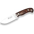 Joker "Montés II CR58 Hunting Knife with Stamina Wood Handle, 4.33 inches Blade, with Brown Leather Sheath, Tool for Fishing, Hunting, Camping and Hiking