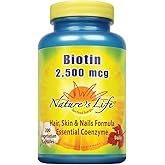 Nature's Life Biotin 2500mcg | Healthy Hair, Skin, Nail & Metabolism Support | Non-GMO | 200 Vegetable Capsules
