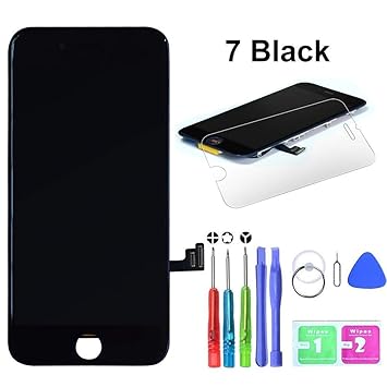 HTECHY Kompatible with iPhone 7 Display Ersatz Set Schwarz,eine illustrierten Reparaturanleitung & Komplettes Kostenlose Werk