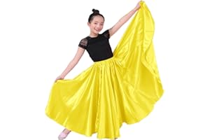 VNOEVW Girls Satin Full Long Skirt for Circle Belly Dance