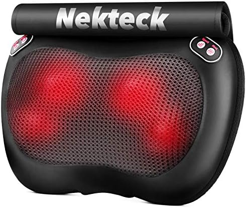 Back Massager, Nekteck Shiatsu Back and Neck Massager with Heat, Electric Deep Tissue Kneading Massage Pillow for Shoulders, Back, Calf, Feet, Relaxation Gifts for Family, Use at Home, Office and Car