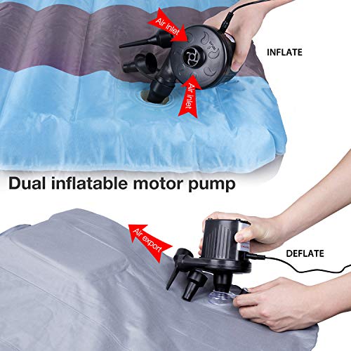 Electric Air Pump for Inflatables,【2018 UPGRADED】OBOSOE 12V Air Mattress Pump with 3 Nozzles, 110V AC/12V DC, Dual-use Inflator/Deflator Pool Air Pump for Outdoor Camping/Inflatable Bed/Swim Rings