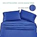 500 Thread Count Queen Sheet Sets - (4pc, Real Blue) - Long Staple Cotton With Woven Damask Stripe - Premium Quality and Deep Pocket Satin Bedsheets, Fits Upto Mattress 18'' Deep Pocket