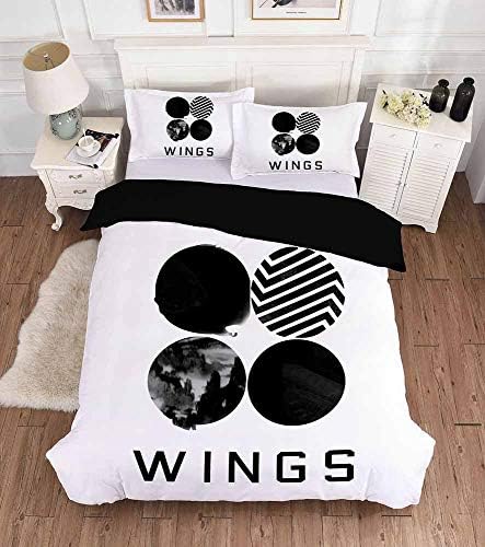 Kpop BTS 3-piece duvet cover set and pillowcases, with zipper and security tapes