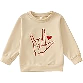 AG AGUU Toddler Baby Boy Girl Valentines Sweatshirt Red Love Heart Gesture Shirt Holiday Outfit Long Sleeve Tops Clothes