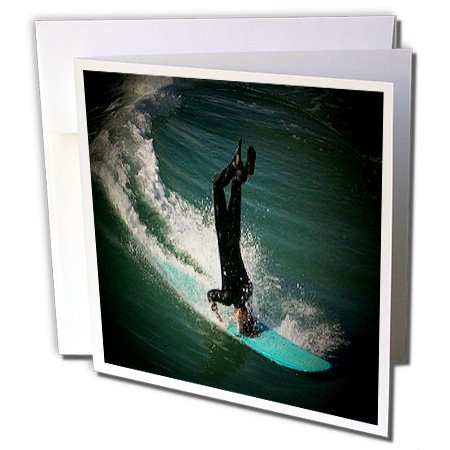 Huntington Beach Headstand Surfing - Greeting Card, 6 x 6 inches, single (gc_26244_5)