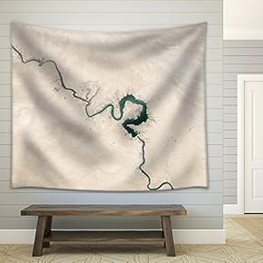 Aerial View of Long River - Fabric Wall Tapestry Home Decor - 51x60 inches
