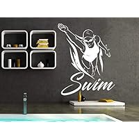 yrxxh Wall Stickers Woman Swim Swimmer Swimming Vinyl Wall Decal Decor Mural Art Sticker 46X58Cm