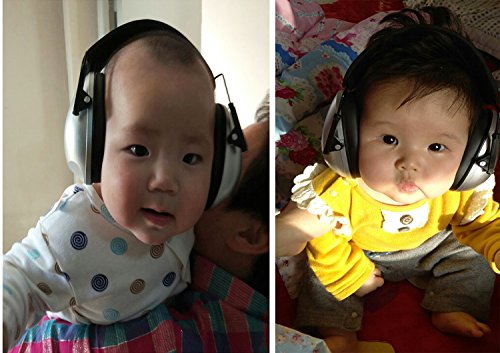 Sound Kids Earmuffs Hearing Protectors - Adjustable Headband Ear Defenders for Children Infants from 3 Months to 12 Years, Silver