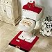 Coolrunner 3pcs Christmas Decor Lovely Santa Claus Toilet Seat Cover And Rug Bathroom Set