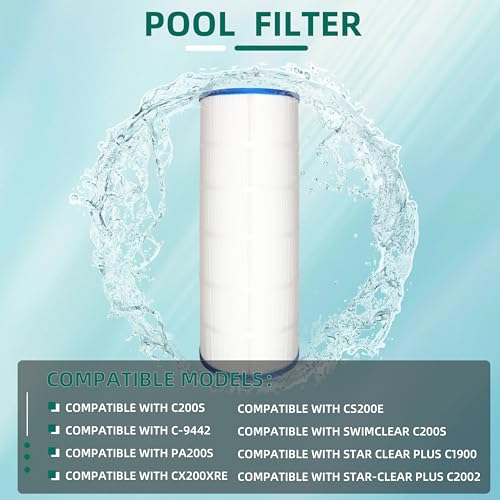 Pool Filter Cartridge for C200S/C-9442/PA200S/CX200XRE/CS200E; for SwimClear C200S; for Star Clear Plus C1900; for Star-Clear Plus C2002-Fits Standard 200 sq.ft Filtration System