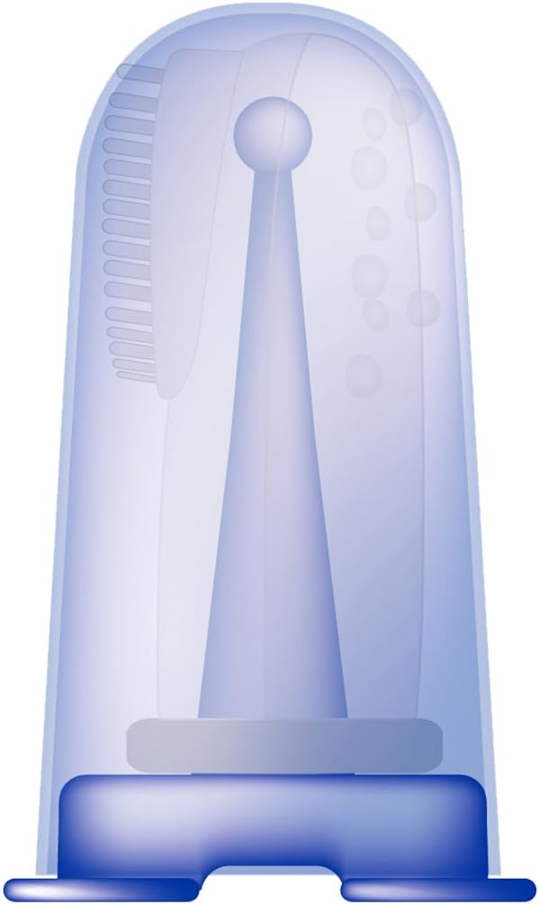 Buddsbuddy BB3008 Premium Silicone Finger Toothbrush with Stand and Case (Blue)