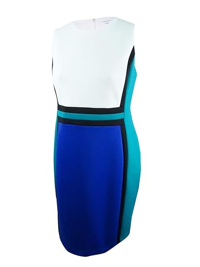 calvin klein women's sleeveless color block sheath dress